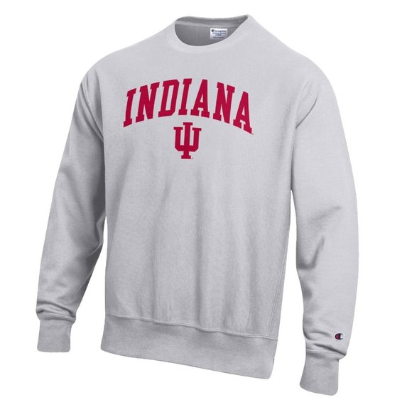 Champion Men's Indiana Hoosiers Grey Reverse Weave Crew Sweatshirt Small A210 - Picture 1 of 1